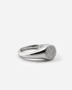 ANELLO CHEVALIER TONDO REGOLABILE IN ARGENTO CON PAVÈ DI BRILLANTI