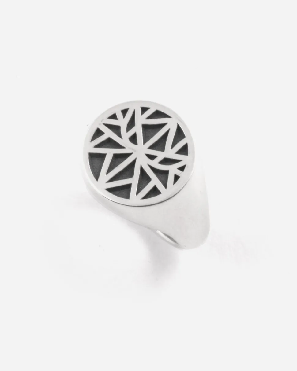ANELLO CHEVALIER TONDO SIGNATURE SOLOMOSTRY IN ARGENTO
