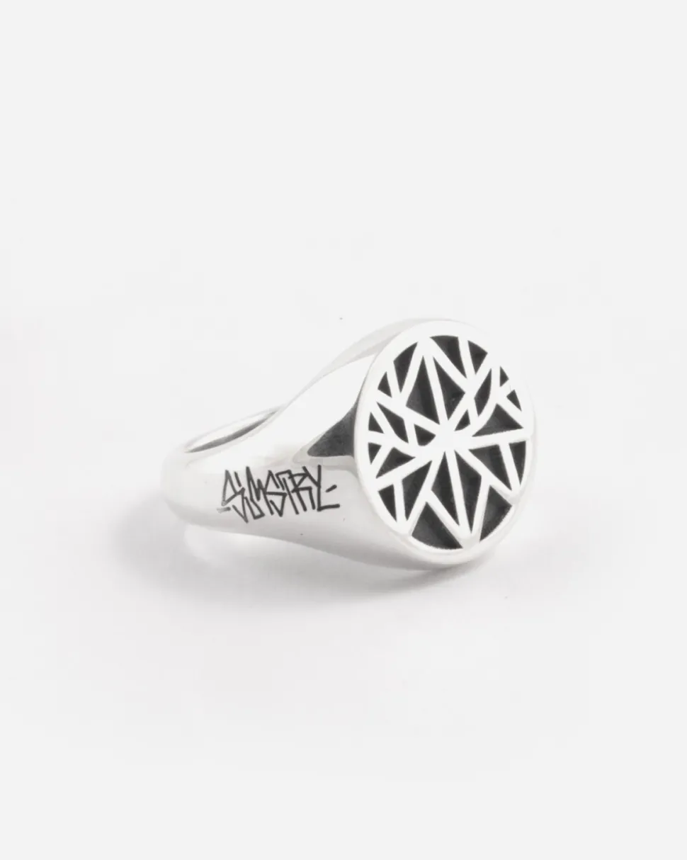 ANELLO CHEVALIER TONDO SIGNATURE SOLOMOSTRY IN ARGENTO