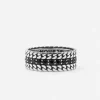 ANELLO FASCIA IN ARGENTO DOPPIA GRUMETTA PARALLEL CON BRILLANTI NERI
