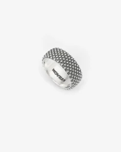 ANELLO FASCIA PUNTINATA IN ARGENTO