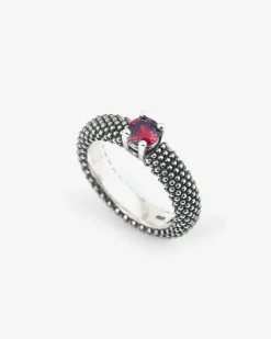 ANELLO FEDE SOLITARIO PUNTINATA CON BRILLANTE ROSSO