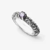 ANELLO FEDE SOLITARIO TESCHI HIDDEN GEM IN ARGENTO CON BRILLANTE VIOLA