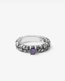 ANELLO FEDE SOLITARIO TESCHI HIDDEN GEM IN ARGENTO CON BRILLANTE VIOLA