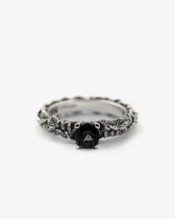 ANELLO FEDINA SOLITARIO FOGLIE CON ZIRCONIA CUBICA NERA