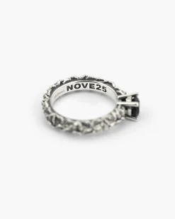 ANELLO FEDINA SOLITARIO FOGLIE CON ZIRCONIA CUBICA NERA