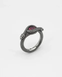 ANELLO FEDINA SOLITARIO SERPENTE CON PIETRA ROSSA