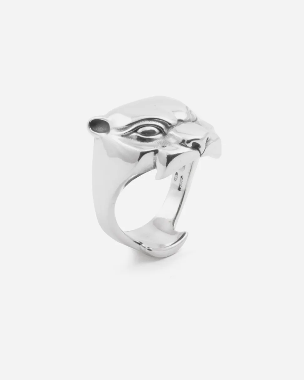 ANELLO PANTERA LISCIA PANTHER IN ARGENTO