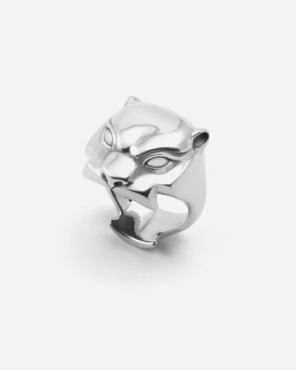 ANELLO PANTERA LISCIA PANTHER IN ARGENTO