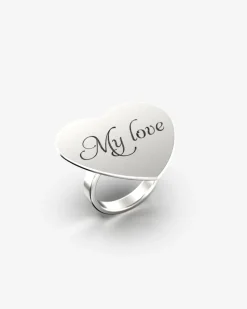 ANELLO PIASTRA CUORE CON INCISIONE PERSONALIZZATA