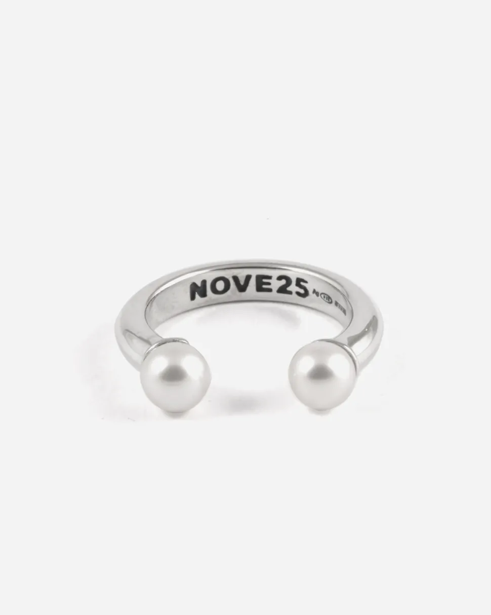 ANELLO PIERCING TWIN PEARLS IN ARGENTO CON PERLE