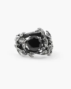 ANELLO SOLITARIO EDEN CON SERPENTI E ZIRCONIA CUBICA NERA