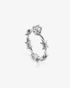 ANELLO SOLITARIO FILO SPINATO IN ARGENTO