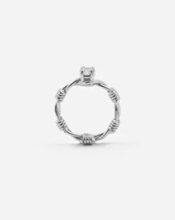 ANELLO SOLITARIO FILO SPINATO IN ARGENTO