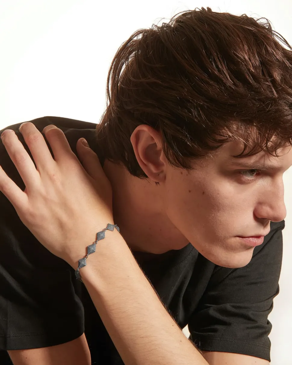 BRACCIALE BORCHIE PUNTINATE IN ARGENTO