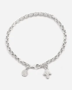BRACCIALE CATENA CON CHARM GIGLIO FIORENTINA IN ARGENTO