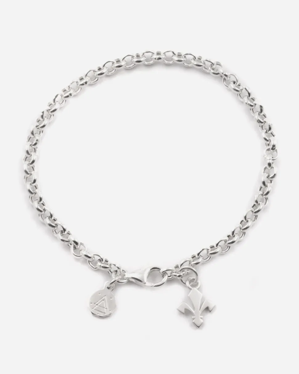 BRACCIALE CATENA CON CHARM GIGLIO FIORENTINA IN ARGENTO