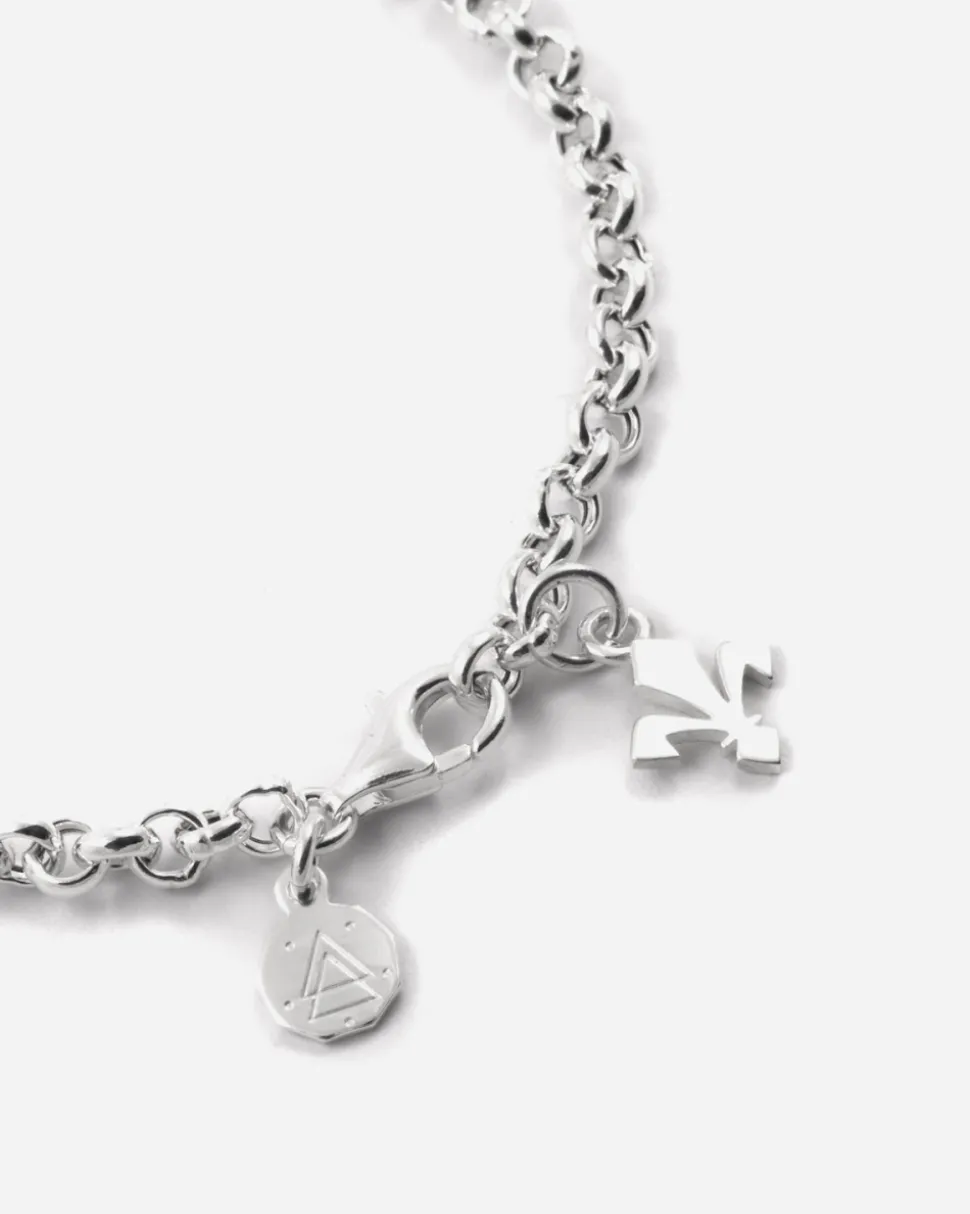 BRACCIALE CATENA CON CHARM GIGLIO FIORENTINA IN ARGENTO