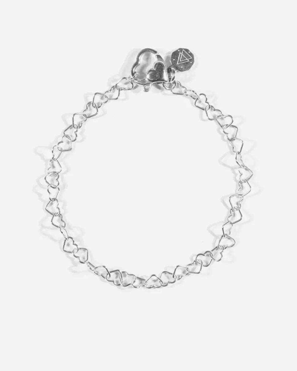 BRACCIALE CATENA CUORI LOVE IN ARGENTO