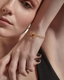 BRACCIALE CATENA CUORI LOVE PLACCATO ORO
