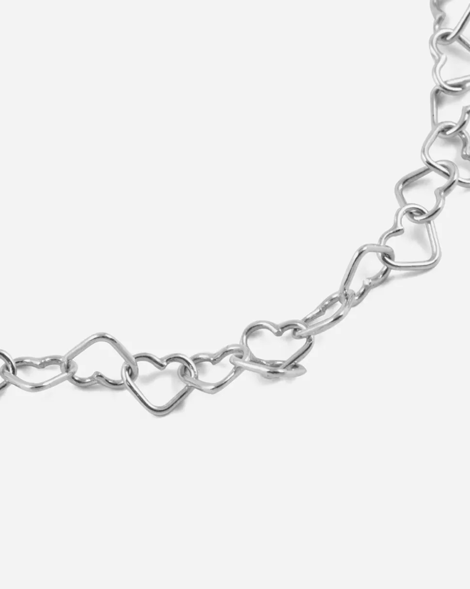 BRACCIALE CATENA CUORI LOVE IN ARGENTO