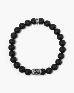 BRACCIALE CON PIETRE AGATA NERA 080 E TESCHIO PICCOLO