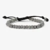 BRACCIALE CORDA CON ELEMENTI TONDI PUNTINATI IN ARGENTO