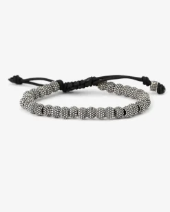 BRACCIALE CORDA CON ELEMENTI TONDI PUNTINATI IN ARGENTO