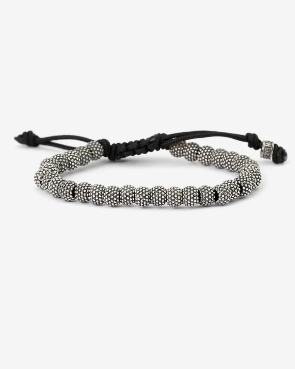BRACCIALE CORDA CON ELEMENTI TONDI PUNTINATI IN ARGENTO