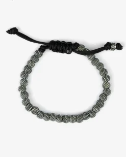 BRACCIALE CORDA CON ELEMENTI TONDI PUNTINATI IN ARGENTO