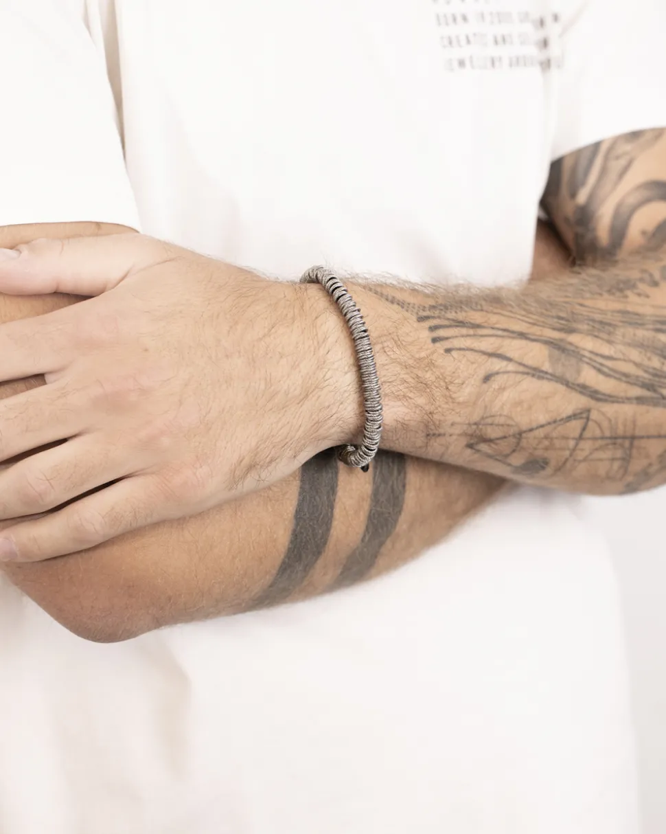 BRACCIALE CORDA MAGLINE TORCHON IN ARGENTO