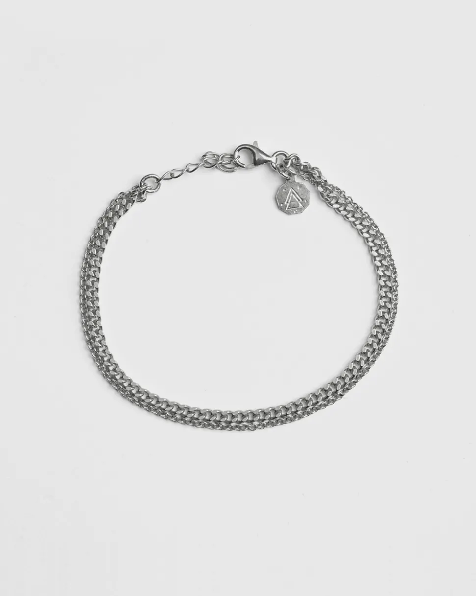 BRACCIALE DUE FILI GRUMETTA E FORZATINA IN ARGENTO