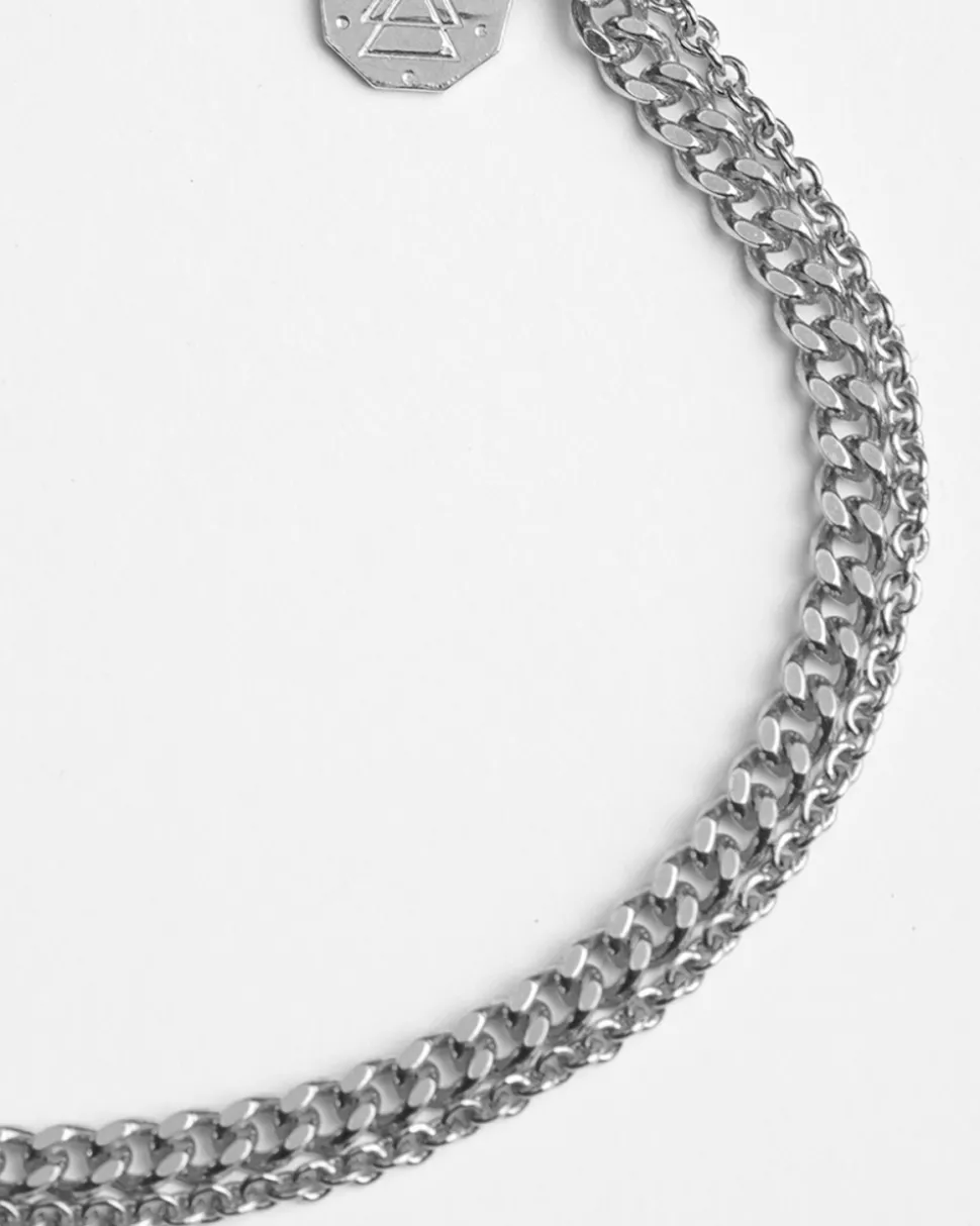 BRACCIALE DUE FILI GRUMETTA E FORZATINA IN ARGENTO