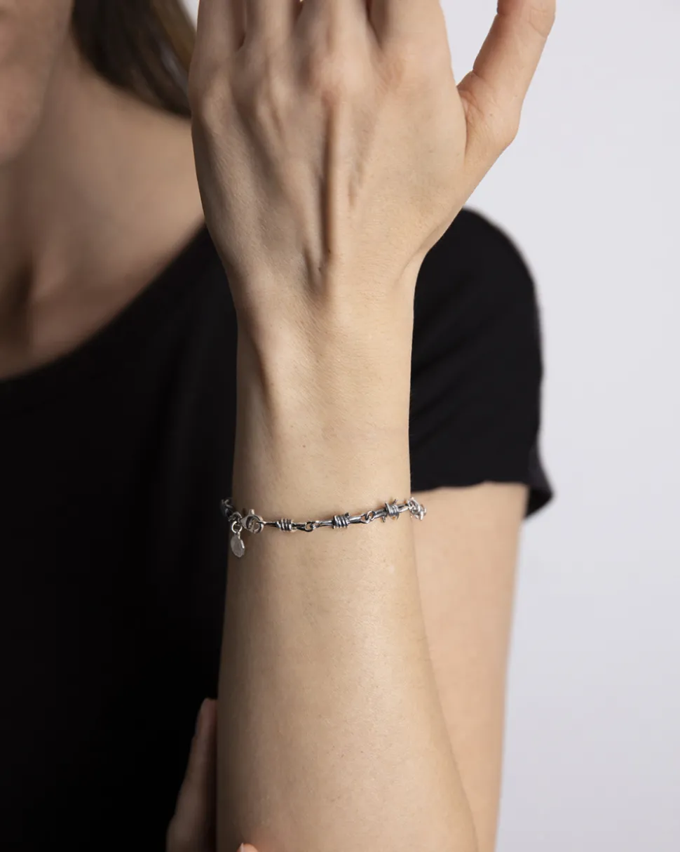 BRACCIALE FILO SPINATO IN ARGENTO