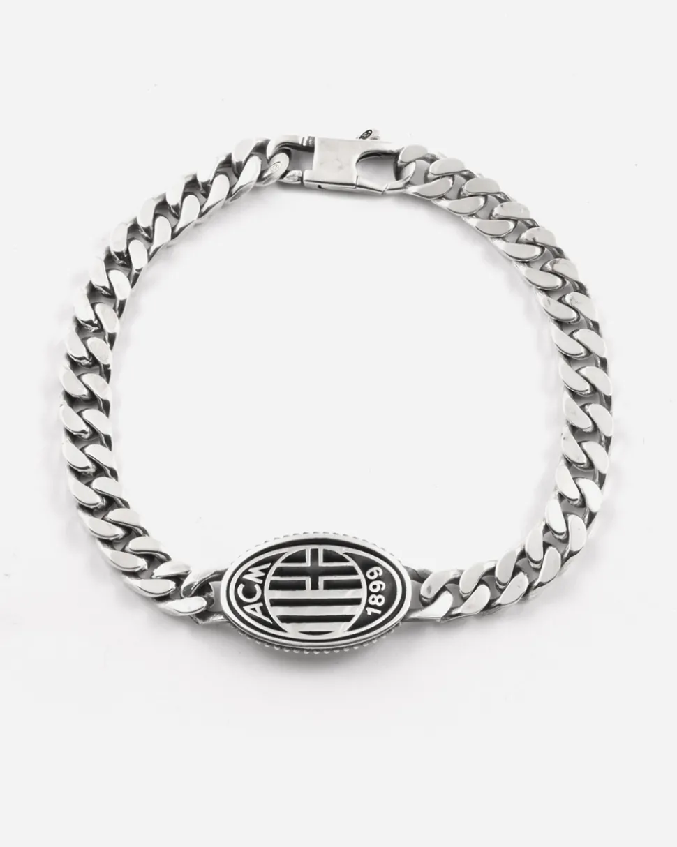 BRACCIALE GRUMETTA CON LOGO AC MILAN IN ARGENTO