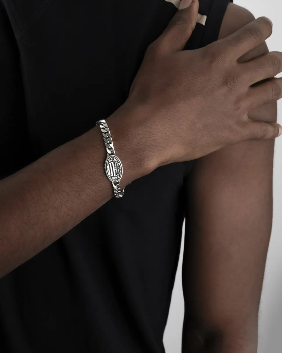 BRACCIALE GRUMETTA CON LOGO AC MILAN IN ARGENTO