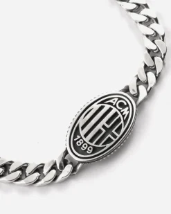 BRACCIALE GRUMETTA CON LOGO AC MILAN IN ARGENTO