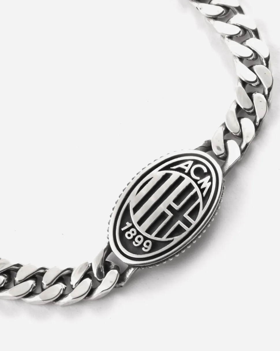 BRACCIALE GRUMETTA CON LOGO AC MILAN IN ARGENTO