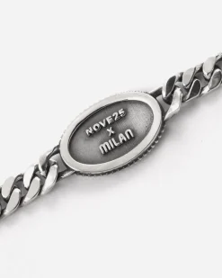 BRACCIALE GRUMETTA CON LOGO AC MILAN IN ARGENTO