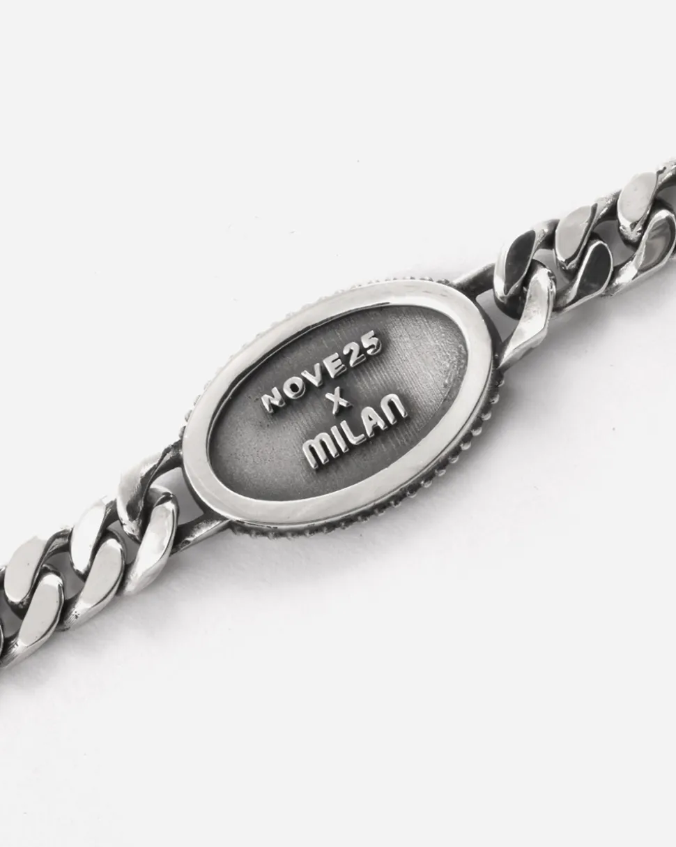 BRACCIALE GRUMETTA CON LOGO AC MILAN IN ARGENTO