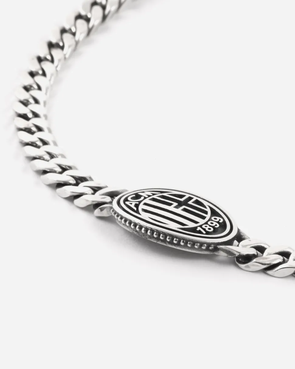 BRACCIALE GRUMETTA CON LOGO AC MILAN IN ARGENTO