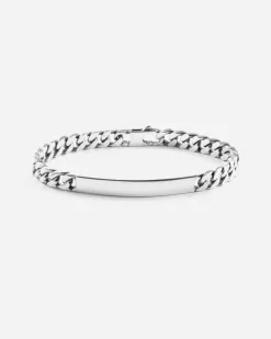 BRACCIALE GRUMETTA QUADRATA CON TARGA FILO 200 IN ARGENTO