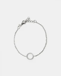 BRACCIALE IN ARGENTO RODIATO CON CERCHIO CON BRILLANTI