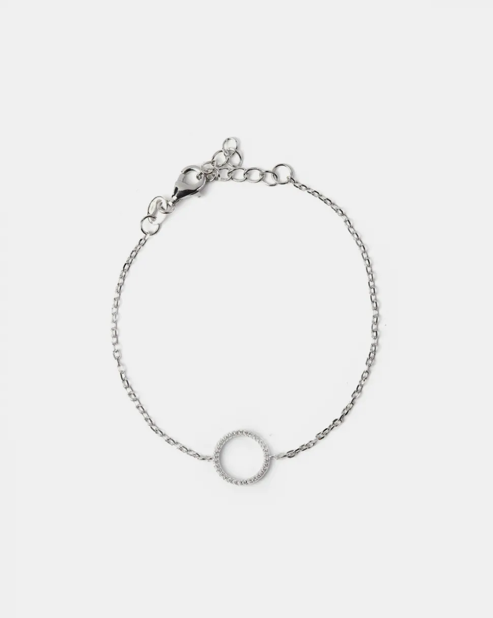 BRACCIALE IN ARGENTO RODIATO CON CERCHIO CON BRILLANTI