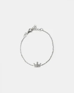 BRACCIALE IN ARGENTO RODIATO CON CORONA CON BRILLANTI