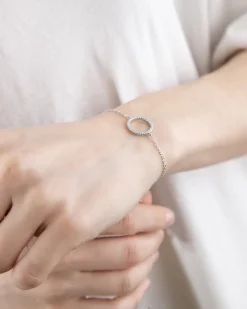 BRACCIALE IN ARGENTO RODIATO CON CERCHIO CON BRILLANTI