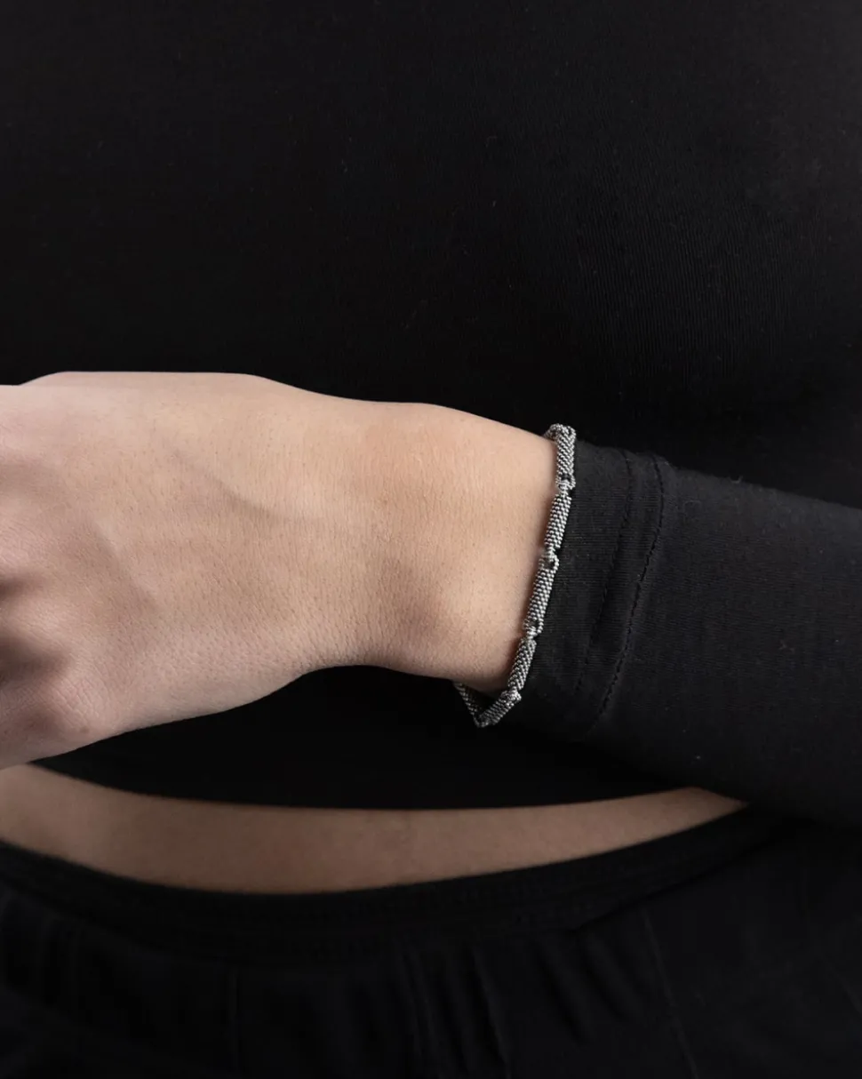 BRACCIALE IN ARGENTO ROLLER PUNTINATI
