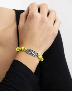 BRACCIALE IN CORDA GIALLA CON TARGA PROPAGANDA W/ NOVE25 IN ARGENTO