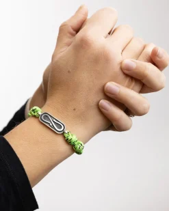 BRACCIALE IN CORDA VERDE CON TARGA PROPAGANDA W/ NOVE25 IN ARGENTO