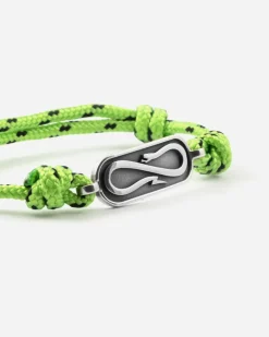 BRACCIALE IN CORDA VERDE CON TARGA PROPAGANDA W/ NOVE25 IN ARGENTO